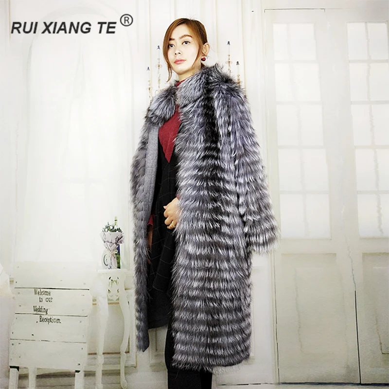 

women real fur coat real fox coat with collar jacket with coats of fur knitted wool lining silver fur coats for cold winter 2019