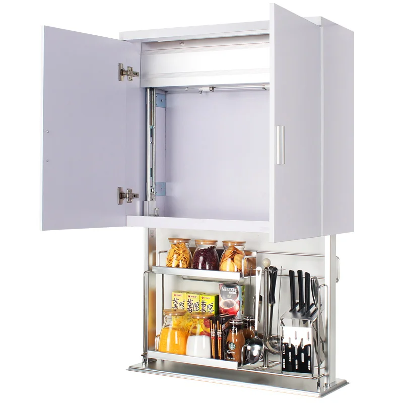 Haodong кухонный шкаф вытяжная корзина шкаф Электрический Лифт автоматический интеллектуальный Лифт 304 нержавеющая сталь корзина для приправ