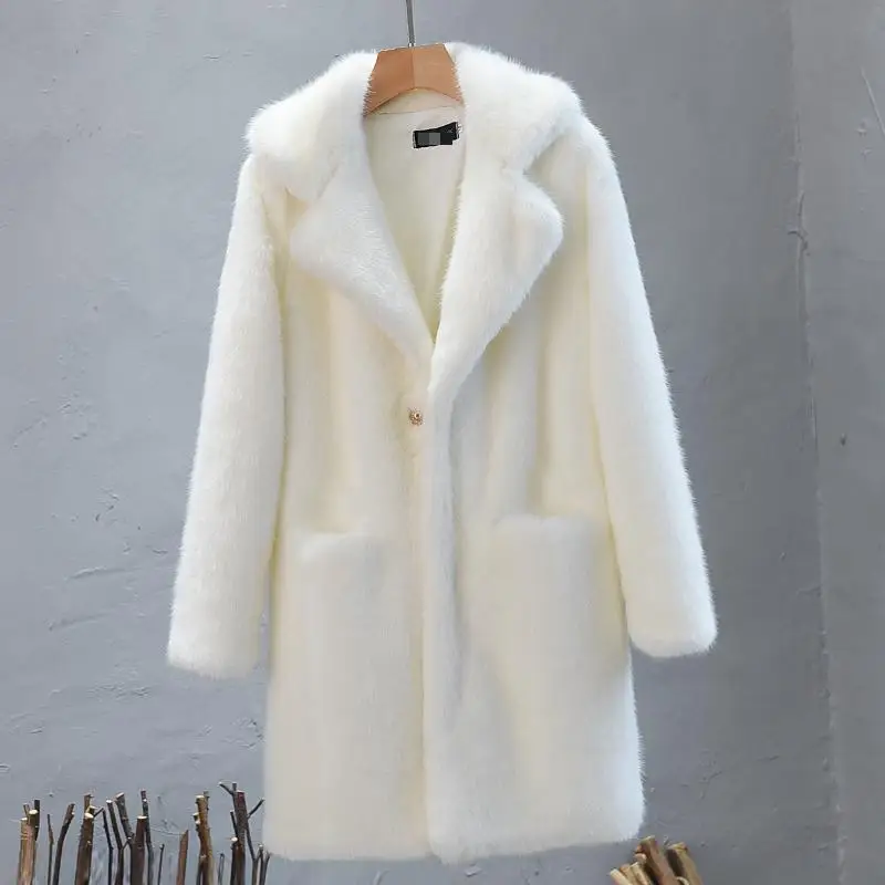 

Imitation Mink Fur Plush Coat Female Winter Thick Korean Version Of The Long Rabbit Fur Suit Collar Jacket