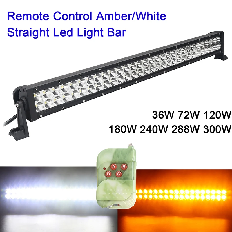 

Amber Yellow White Led Light Bar 36w 72w 120w 180w 240w 288w 300w Rremote Control Flashing Barra Led Work Driving Lamp 4X4 Truck