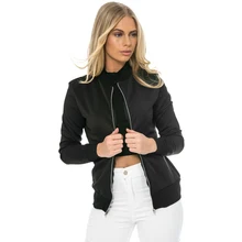 Bodecin Autumn Fashion Bomber Jacket Women Long Sleeve Basic Coats Casual Thin Slim Outerwear Short Pilot Bomber Jackets