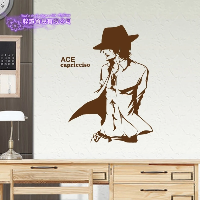 

DCTAL ONE PIECE Ace Decal Japanese Cartoon Wall Sticker Vinyl Decal Decor Home Decorative Decoration