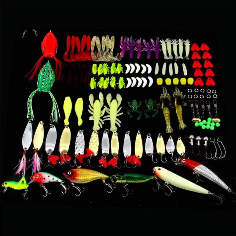 136Pcs New Leure De Peche Mixed Popper Minnow Soft VIB CrankBait Fishing Lures Set Worm Soft Lure Kit Jig Hooks Pesca In Box