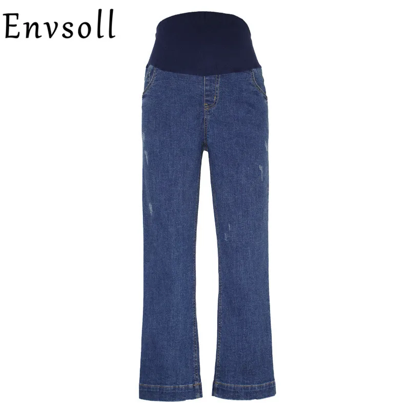 Envsoll Maternity Wide Leg Jeans Pants For Pregnant Women Pregnancy Prop Belly Pants Maternity Loose Overalls Straight Clothes straight leg distressed pleat biker pants