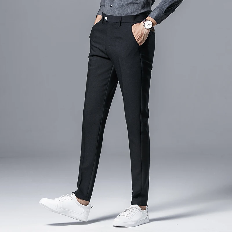 Men Slim Fit Formal Office Pants Size 28 34 Classic Style Mens Casual ...