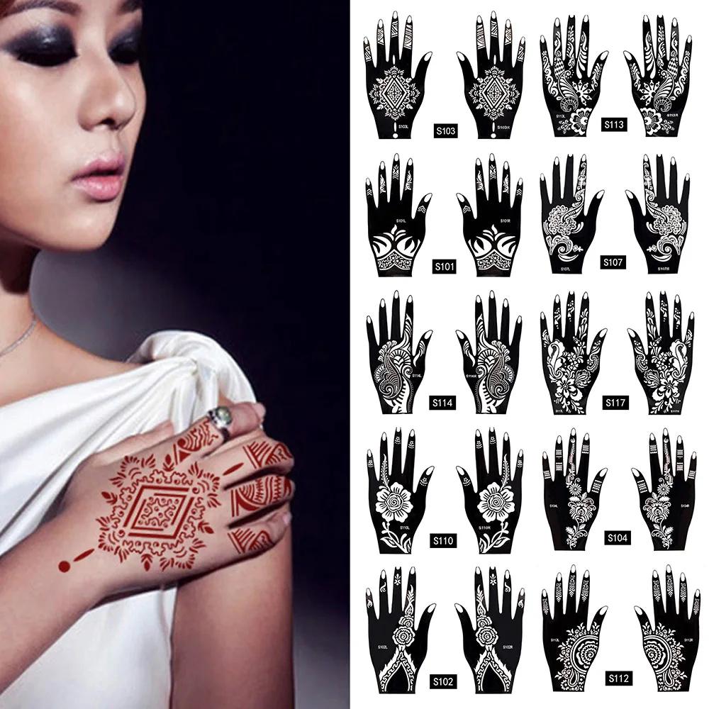2 шт./компл. временное тату трафарет 25 конструкции для боди-арта Для мужчин Для женщин индийской хны узор Красота Водонепроницаемый поддельные рука повторное использование тату