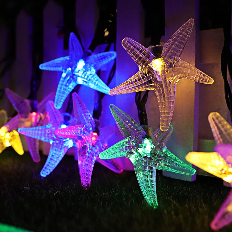 SOCO 20/30LEDs Starfish Solar String Lights Sea Star Patio Light For Festival Holiday Party Home Lichterkette Street Garland | Освещение