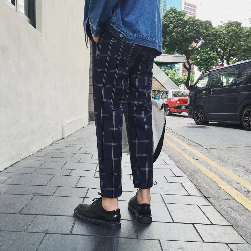 De Relajado Black Juventud Gran Tamaño Nueva Otoño Tendencia Pantalones Juvenil 2018 Ocasionales A blue Moda Cuadros Impresión Rectos Japonés La 0FwcqPg