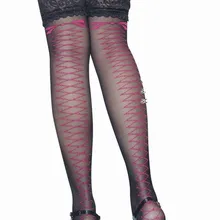 Розовые чулки с сетчатым узором, с лентой сзади, с широким бедром, с прозрачным кружевным верхом, сексуальные чулки