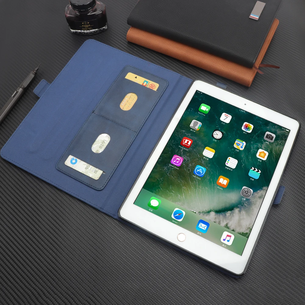 Чехол-подставка для iPad 9,7 ''2017 & 2018/Air 2/Pro 9,7'' с функцией хранения + карандаш-держатель для iPad Air