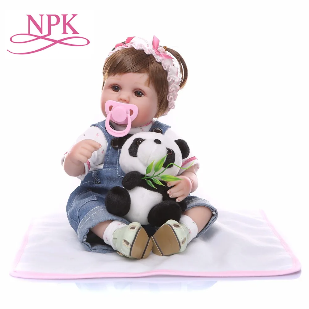 

NPK Cute Silicone Reborn Baby Doll Menina Alive 17'' Newborn Baby Dolls Kids Playmates with Toys Magnet Pacifier Cloth Body
