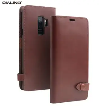 

QIALINO Genuine Leather Flip Case for Samsung Galaxy S9 Luxury Button Bag Card Slot Ultra Thin Phone Cover for Samsung S9 Plus