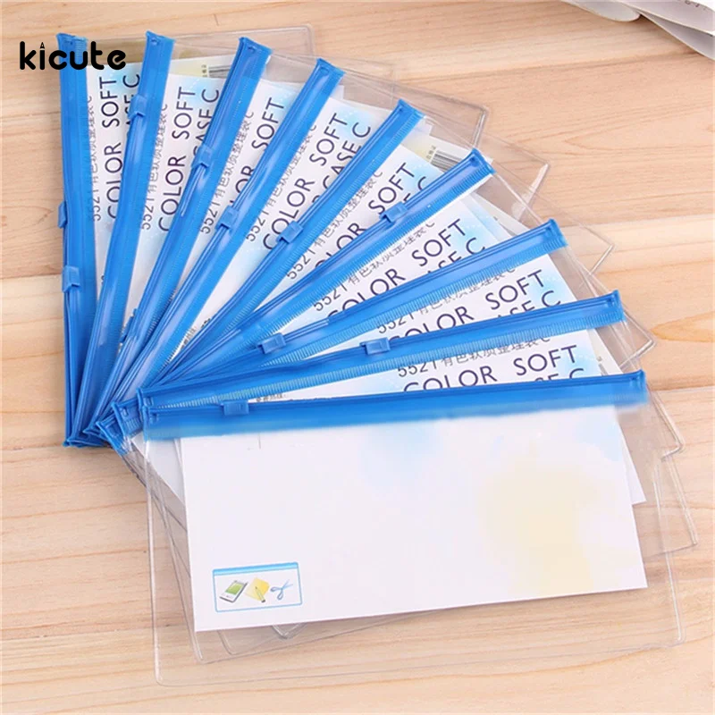 

5pcs Plastic Transparent Pencil Case Clear Pen Bag Cover Pouch Document Holder Business School Office Stationery Supplies