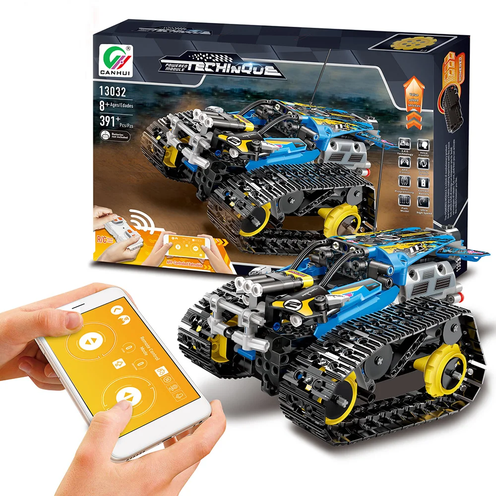 

388PCS DIY Electric Stunt Racing Crawler Building Blocks Assembly Block Car Semi-Finished 2.4G APP Remote Control RC Vehicle Car