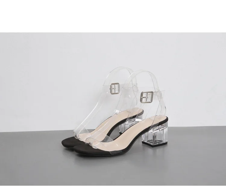 Effgt/Босоножки на среднем каблуке из пвх; Летняя женская обувь; пикантные прозрачные сандалии-гладиаторы; модные сандалии для женщин на прозрачном каблуке; A116