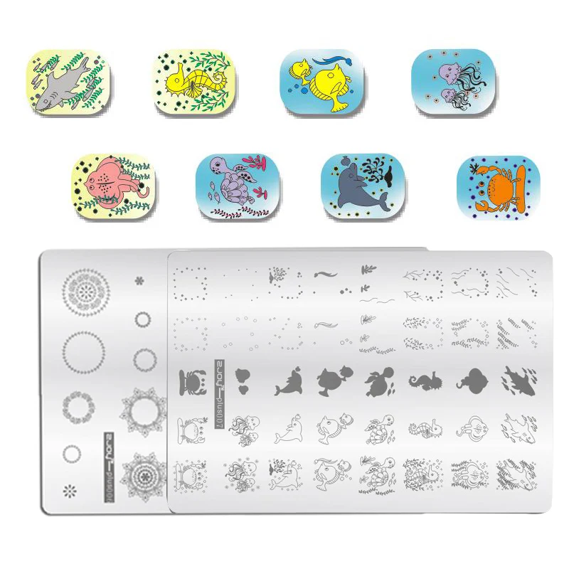 

1Pc 9.5*14.5CCM Nail Stamping Plates Animal Stamper Nails Sea Tortoise Seahorse Designs DIY Manicure Nail Art Plates Nails Tools