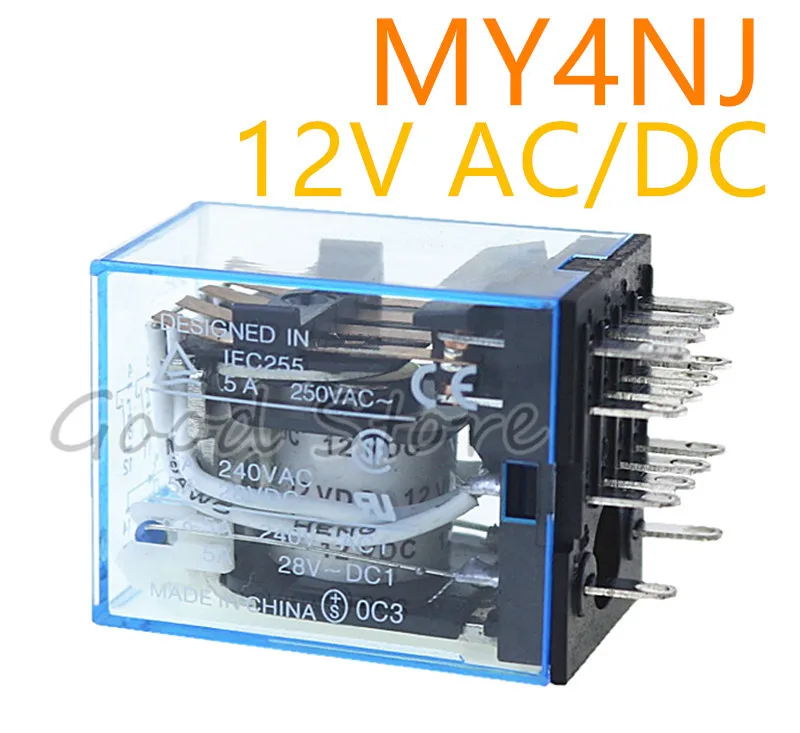 1 шт. электронное микро электромагнитное реле MY4NJ 5A 14 контактная катушка 4DPDT AC/DC 12 В