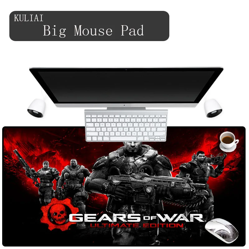 

KULIAI Custom Gears of War Gamer Mouse Pad High Quality Non-slip Mouse Pad Seam 400X800X4MM Large Size for Rainbow Six Siege Lol