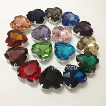 

TopStone Glass Crystal Heart Sew On Rhinestone With Claw Setting Quality Multi Colors 10 12 14 16 18 27 mm Sew-on Stone