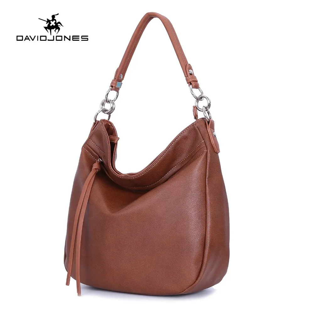

DAVIDJONES women shoulder bags pu leather female handbag large lady solid hobo bags girl brand crossbody bag drop shipping
