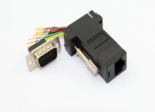 10 шт./лот Высокое качество Черный проект RS232 DB9 штекер к RJ45 гнездовой разъем