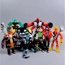 9 pçs/set Ben PVC Figura de Ação Ben Tennyson 10 Quatro braços Cinza Importa Kineceleran Diamondhead Heatblast Crianças Brinquedos Presentes