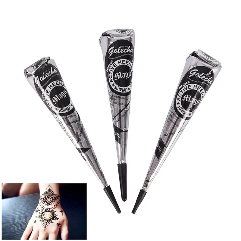 25 جرام موقع قران الجسم الطلاء الأسود الحناء المخاريط الهندي الحناء الوشم لصق ل المؤقتة الوشم الجسم الفن ملصق