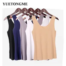 Yuetongme Большие размеры летние Для женщин топы Женский Bodycon танки рукавов одноцветное футболки футболка женская майка женская