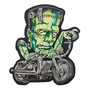 

Green Zombie Cartoon Patch Motorcycle Embroidery Iron On Patch Skull Custom Punk Biker Cut Stickers Clothes Patches For Clothing