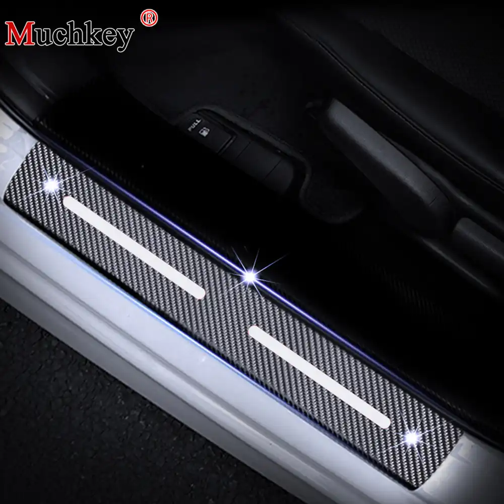 for Subaru WRX Door Sill Protector Carbon Fiber Sticker Door Entry Guard Door Sill Scuff Plate Stickers Auto Accessories 4pcs