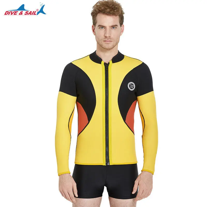 

Men's 3mm Wetsuits Jacket Long Sleeve Neoprene Wetsuits Tops Zipper Diving Suit