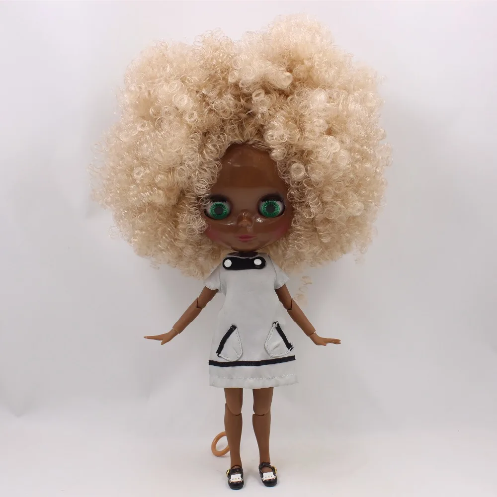 Neo Blythe Doll with Pink Hair, Black Skin, Shiny Face & Factory Jointed Body 2