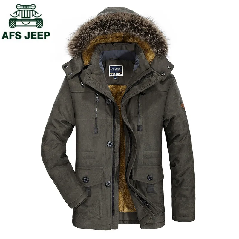 AFS JEEP Winter Jacket Men Plus Size L 4XL 5XL 6XL Thick Warm Coat mens