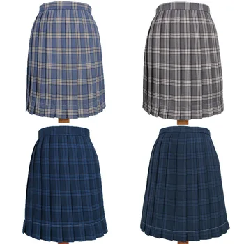 

New Hot Japanese Korean Version Girls High Waist Short Skirts Jk School Uniform Students Lattice Pleated Skirt Tutu And Bow Tie