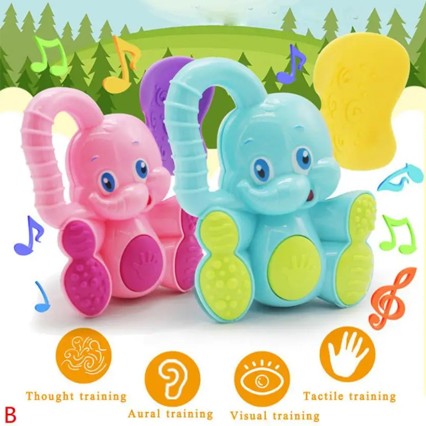 

#5001 Safety Baby Toddler Teether Hand Shake Bell Ring Funny Educational Elephant Toy