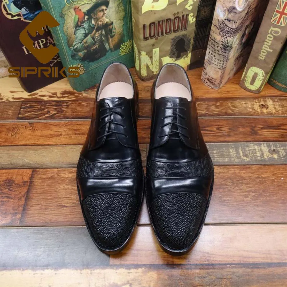 Роскошная обувь для мужчин sipriks импортные церковные ботинки из кожи ската черная модельная обувь из телячьей кожи Boss Мужская прошитая обувь с отворотом Мужская обувь 44