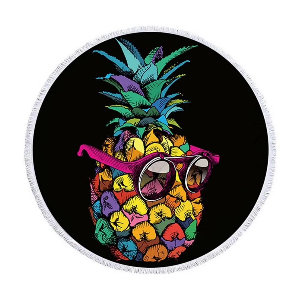 

Round Beach Blanket Fruits Pineapple Printed Large Circle Beach Towel Mat DC120