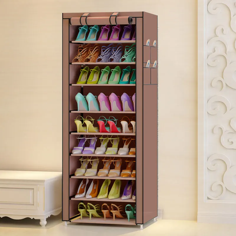 Multi-purpose Oxford Cloth Dustproof Waterproof Shoes Cabinet Shoes Racks 10 Layers 9 Grids Shoe Organizer Shelf Shoes Furniture