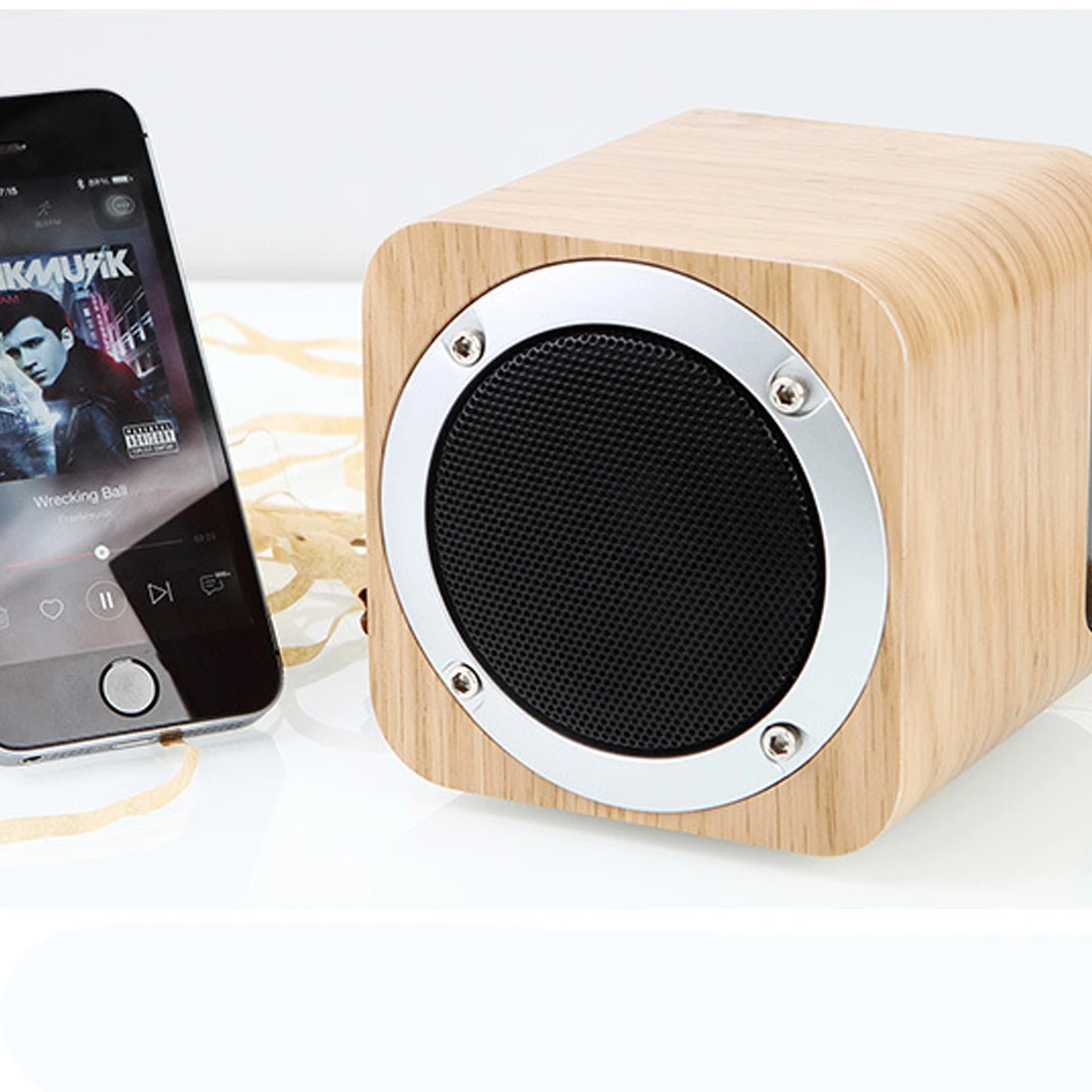 

Blutooth Speaker Singing Portable Vintage Wood Wireless Speaker with TF Card Mini Microphone Subwoofer Computer Audio