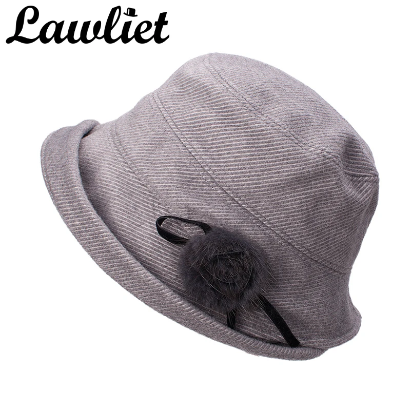 Lawliet Floppy, Женская Зимняя шерстяная шляпа, фетровые шляпы, серые, черные, Гэтсби, винтажный стиль, Клош, церковные шляпы A374