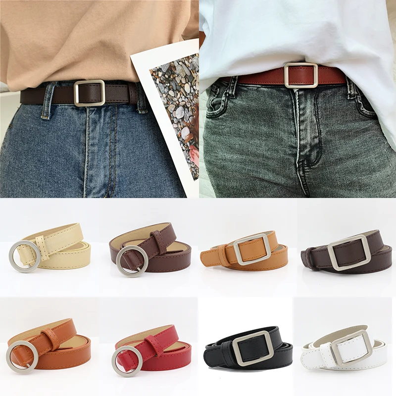 

New Circle Pin Buckles Belt Female Deduction Side Gold Buckle Jeans Wild Belts For Women Fashion Students Accessories