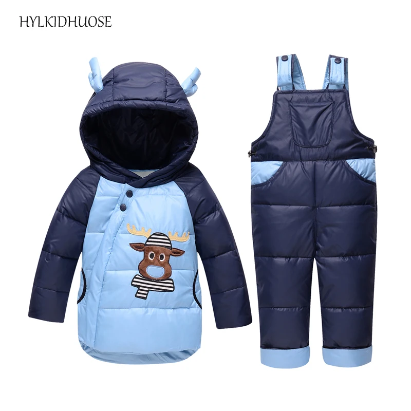 HYLKIDHUOSE 2017 Winter Infant Clothes Sets Baby Girls Boys Down Suits Outdoor Thick Coats+Bib