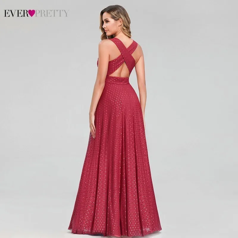 Красное вечернее платье в горошек, длинное красивое ТРАПЕЦИЕВИДНОЕ формальное платье без рукавов с v-образным вырезом, сексуальные летние вечерние платья Robe De Soiree