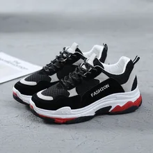 Для женщин обувь новые весенние Повседневное кроссовки толстая подошва папа обувь ins обувь сетка воздуха плоские кроссовки обувь на платформе для девочек