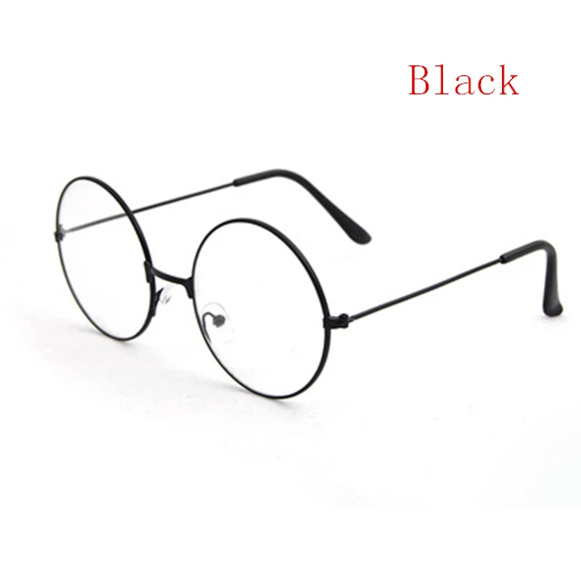 KPAY New Classic Flat Myopia Optical Mirror Simple Metal Women Men Fashion Glasses Frame Vintage Glasses Frame Round Lens - Цвет оправы: black