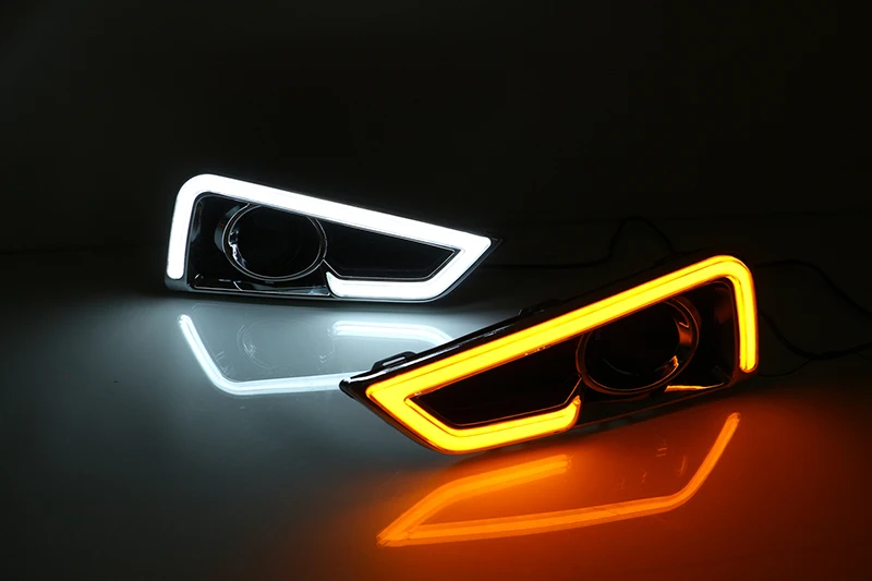 Автомобильный мигающий светодиодный дневной ходовой светильник s для Honda City противотуманная фара drl с желтым сигналом поворота, светильник для автомобиля