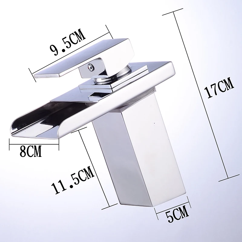  ROVATE LED Basin Faucet Watefall Sink Taps Colors Change with Temperature Bathroom Mixer Brass - 32861963707