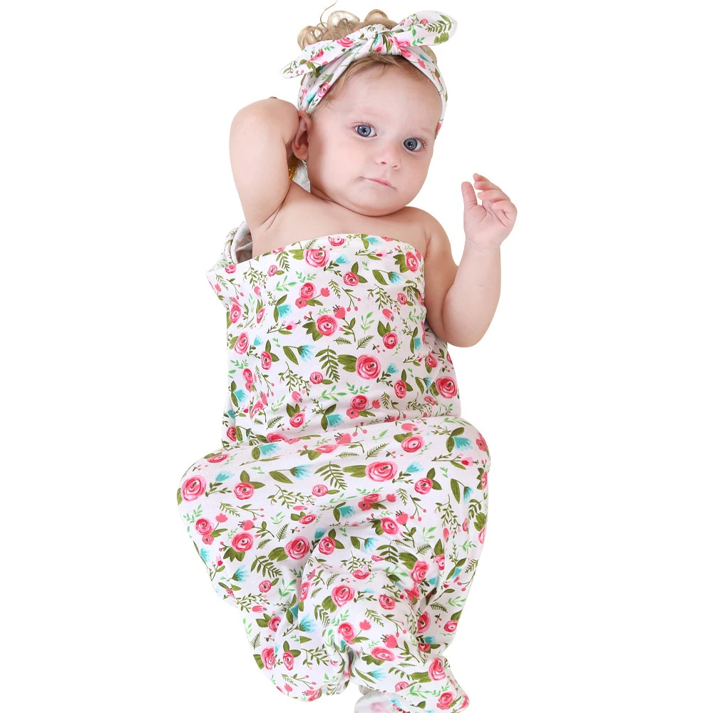 Newborn Swaddle Headwrap Hospital Swaddled Set Floral Baby Swaddle Set