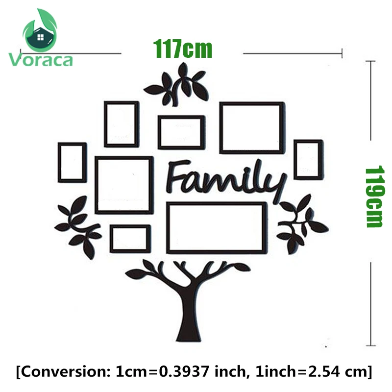 Günstige Abnehmbare Foto Rahmen Baum 3D Wand Aufkleber Wohnkultur Acryl DIY Wand Decals Poster Wand Aufkleber Blume Wandbild Kunst Bild
