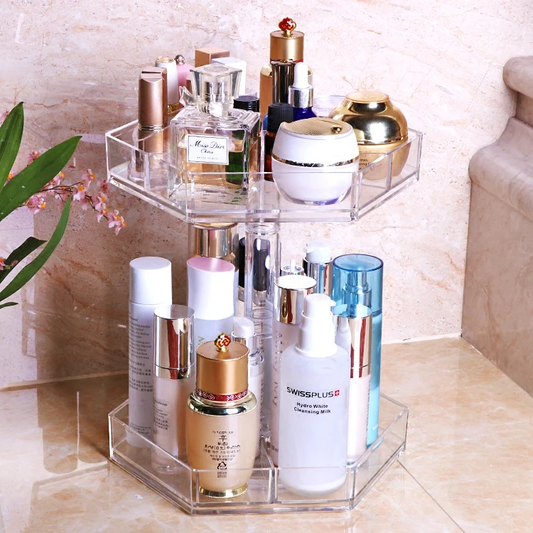 

Makeup Transparent Acrylic Rotating Cosmetic Storage Box Shelf Desktop Skin Care Lipstick Cosmetic Box Dresser